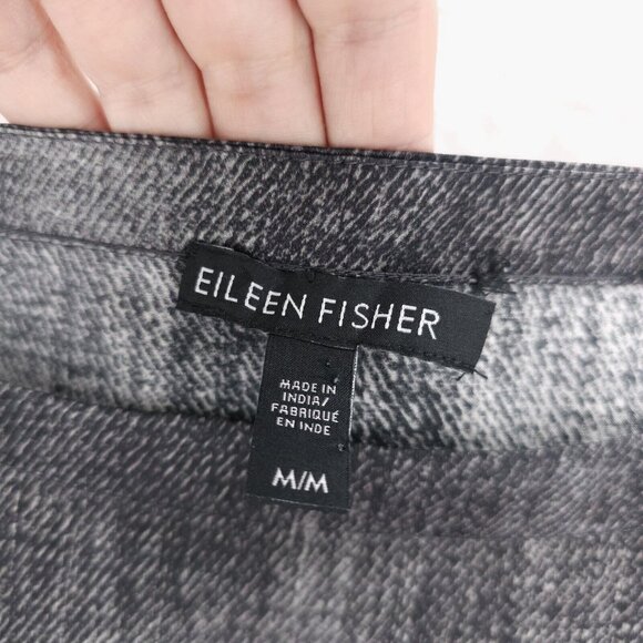 EILEEN FISHER Silk Cotton Gray Sheath Dress Pockets Abstract Pattern Size MEDIUM - Picture 5 of 6